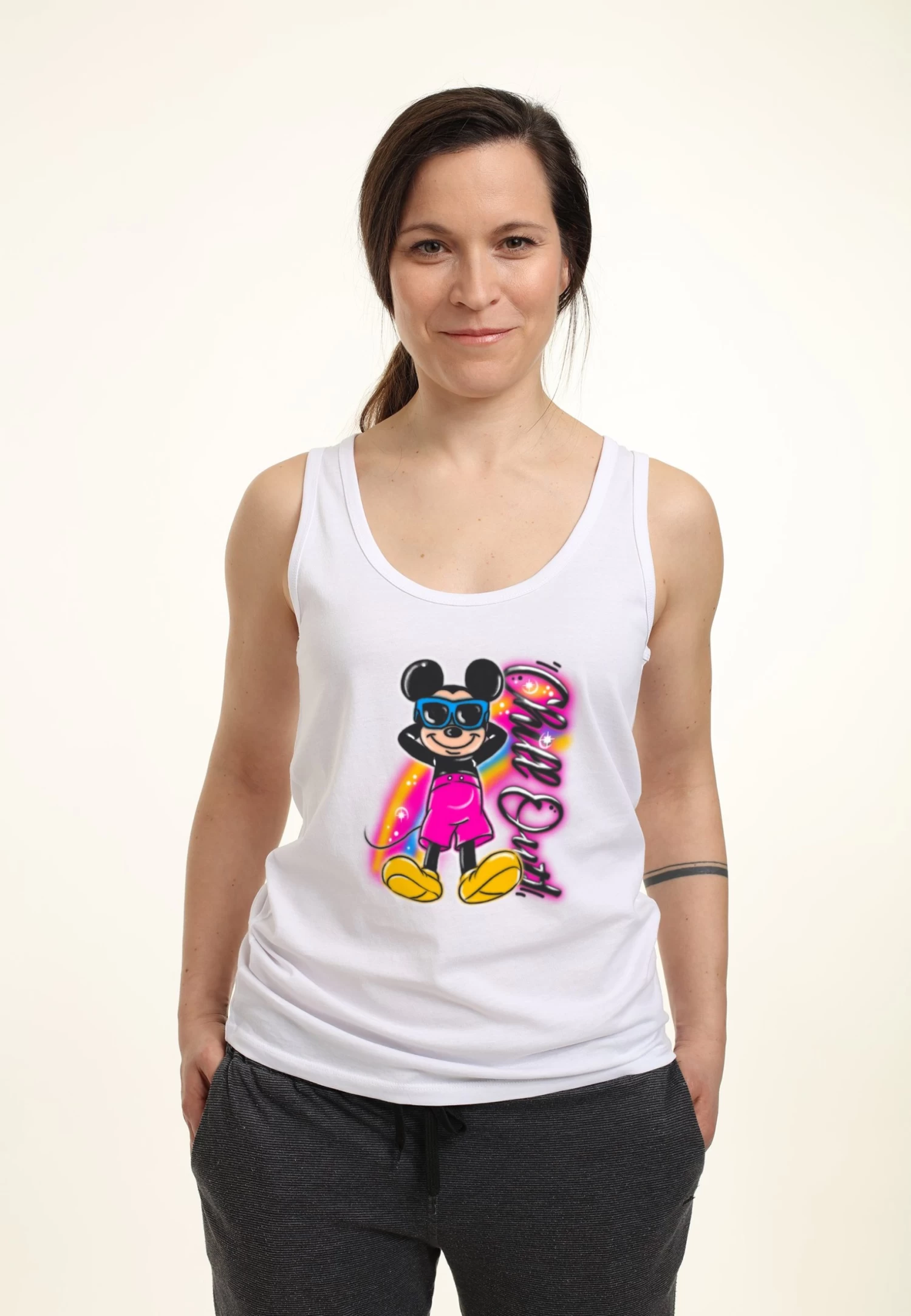 Mickey Mouse And Friends Disney Classic Airbrushed- Top - White