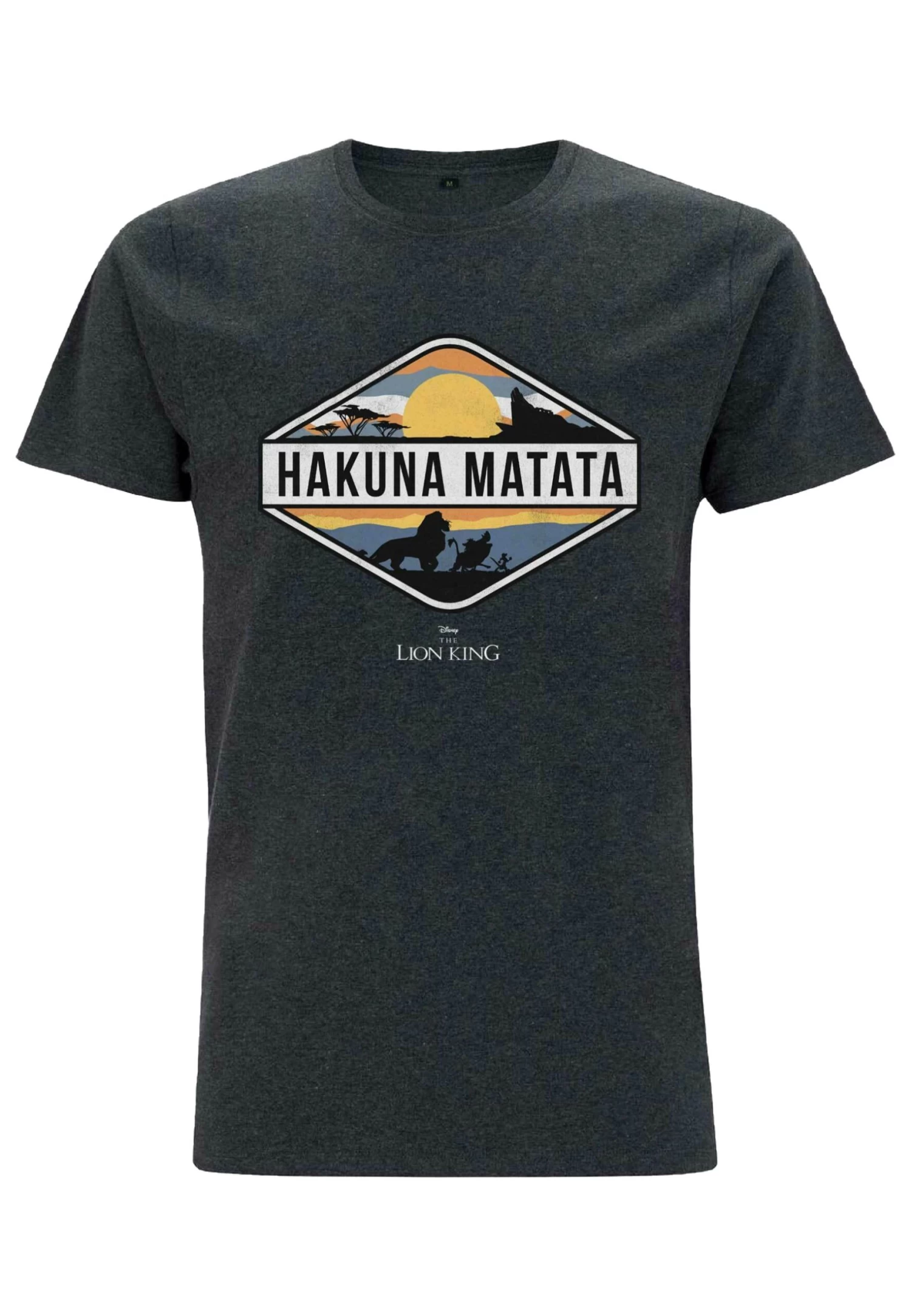 Disney The Lion King Hakuna Matata Emblem Unisex - T-Shirt Print - Melange Black - Afbeelding 3