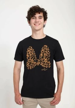 Disney Mickey Classic Animal Print Bow Unisex - T-Shirt Print - Black