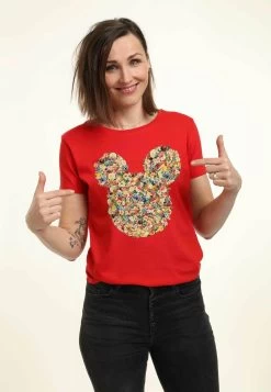 Disney Classic Mickey Floral Mickey Head - T-Shirt Print - Red
