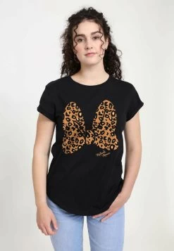 Disney Mickey Classic Animal Print Bow - T-Shirt Print - Black