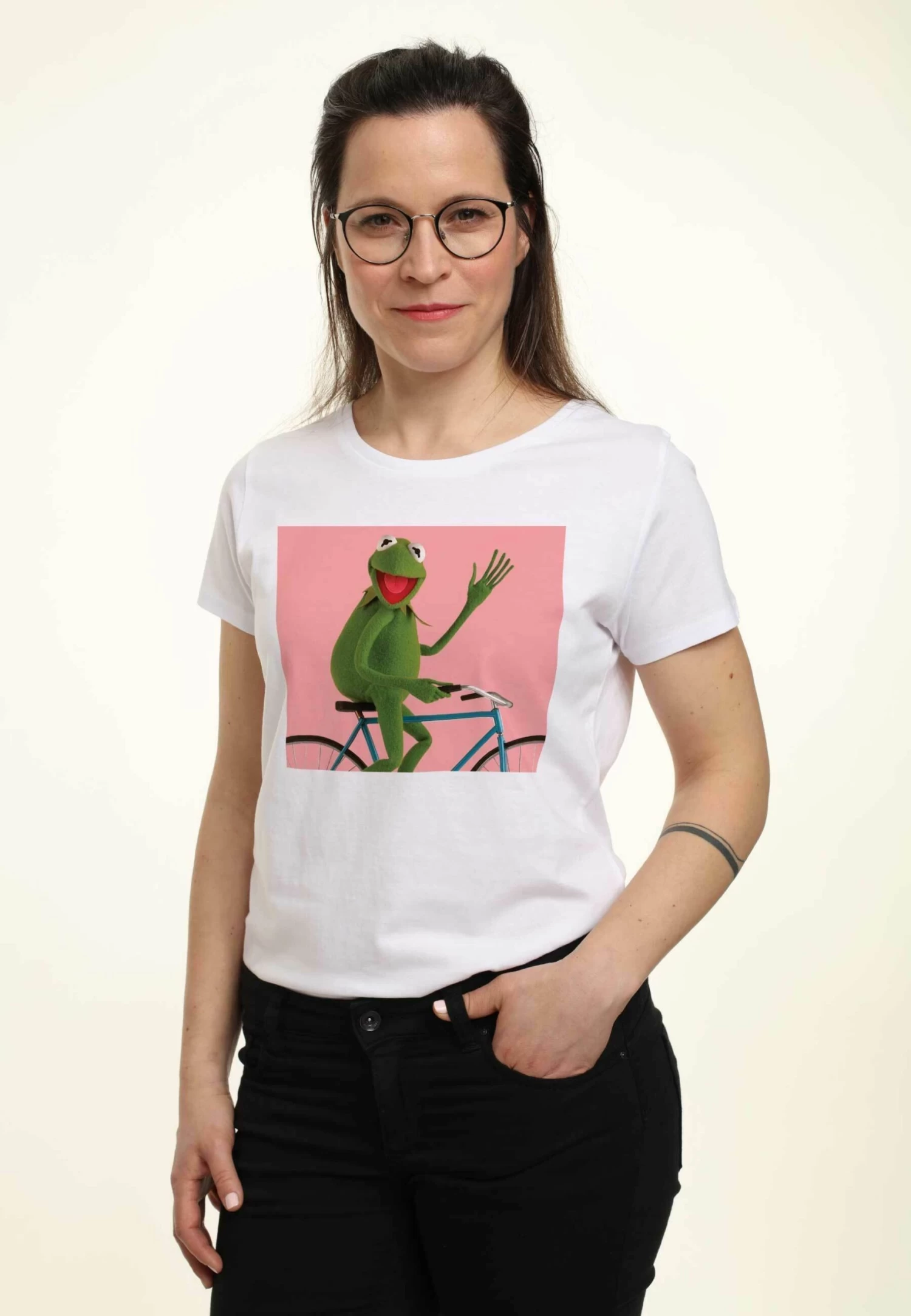 Disney Muppets Biking Kermit - T-Shirt Print - White - Afbeelding 4