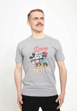 Disney Classic Mickey True Love Story Unisex - T-Shirt Print - Melange Grey
