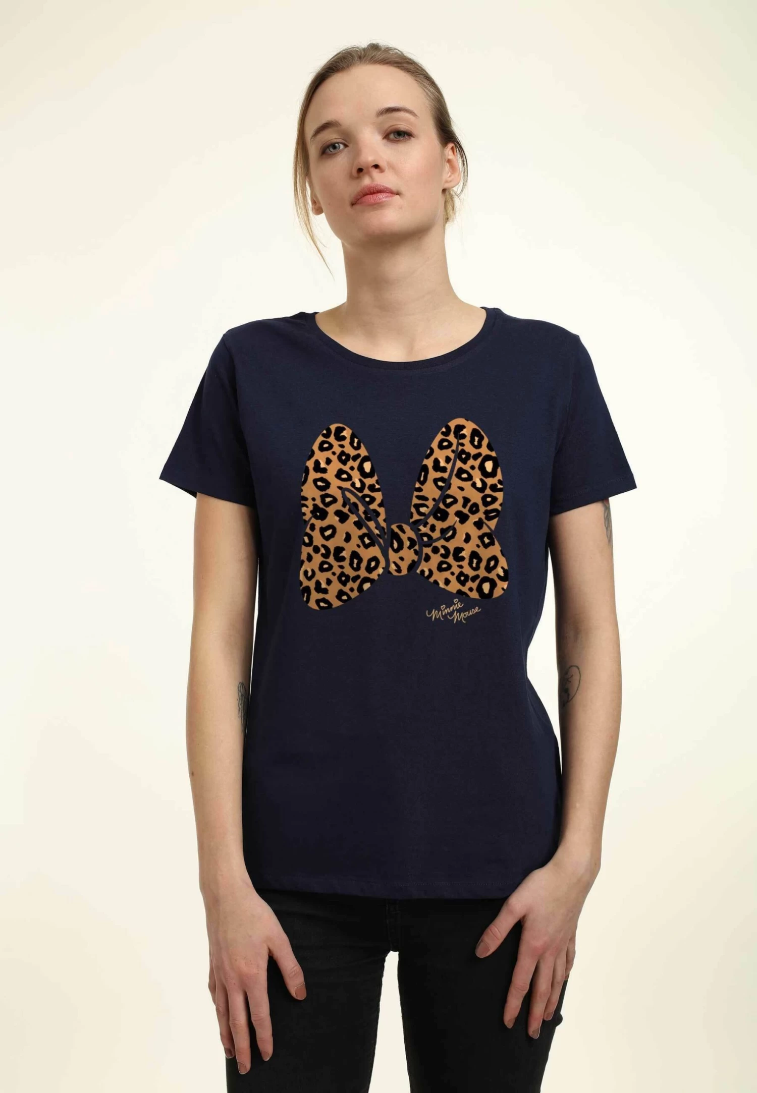 Disney Mickey Classic Animal Print Bow - T-Shirt Print - Navy Blue - Afbeelding 3