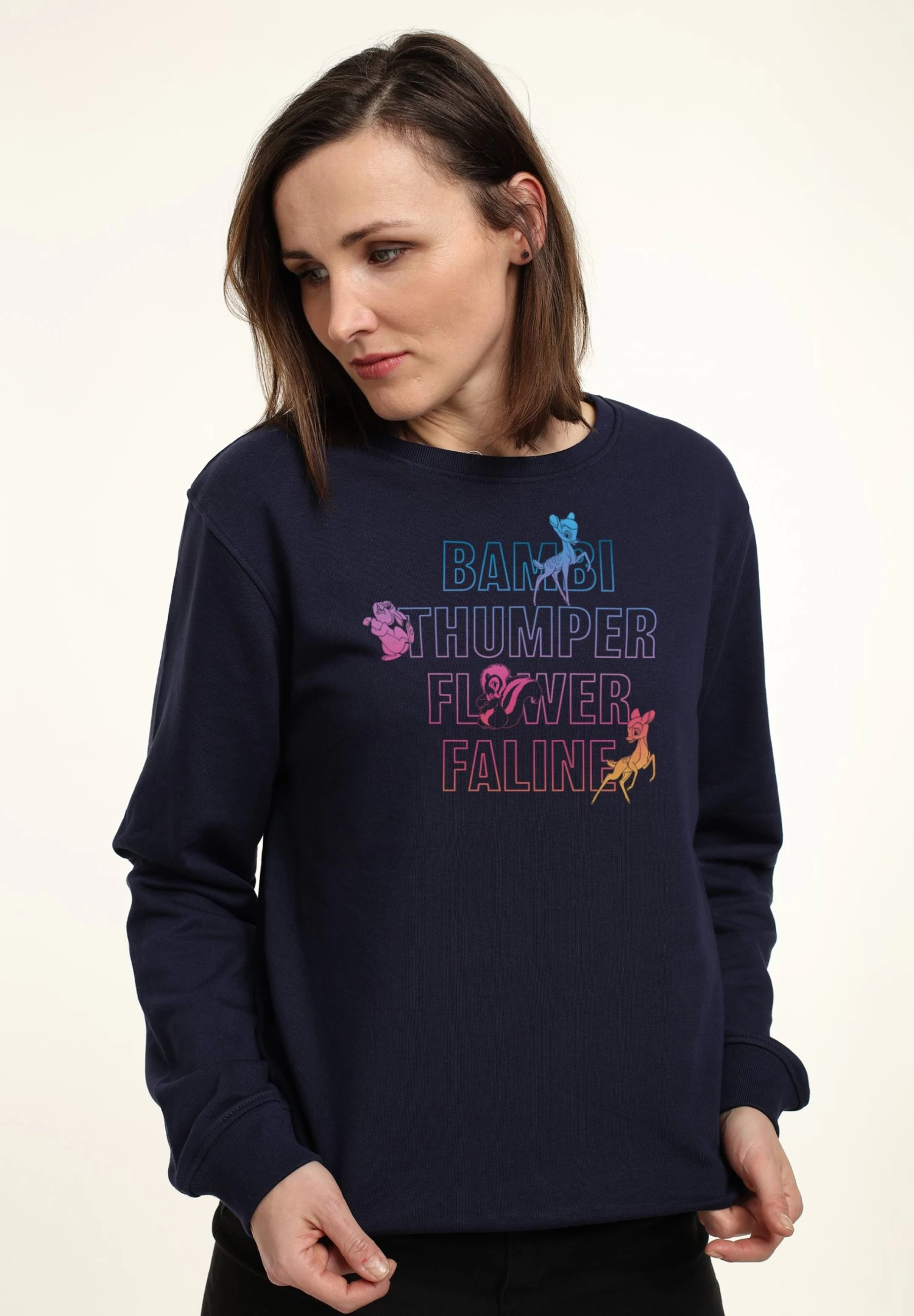 Disney Bambi Characters Names Stacked - Sweater - Navy Blue - Afbeelding 3