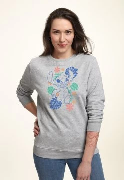 Disney Lilo Stitch Retro Tropical Tonal- Sweater - Heather Grey