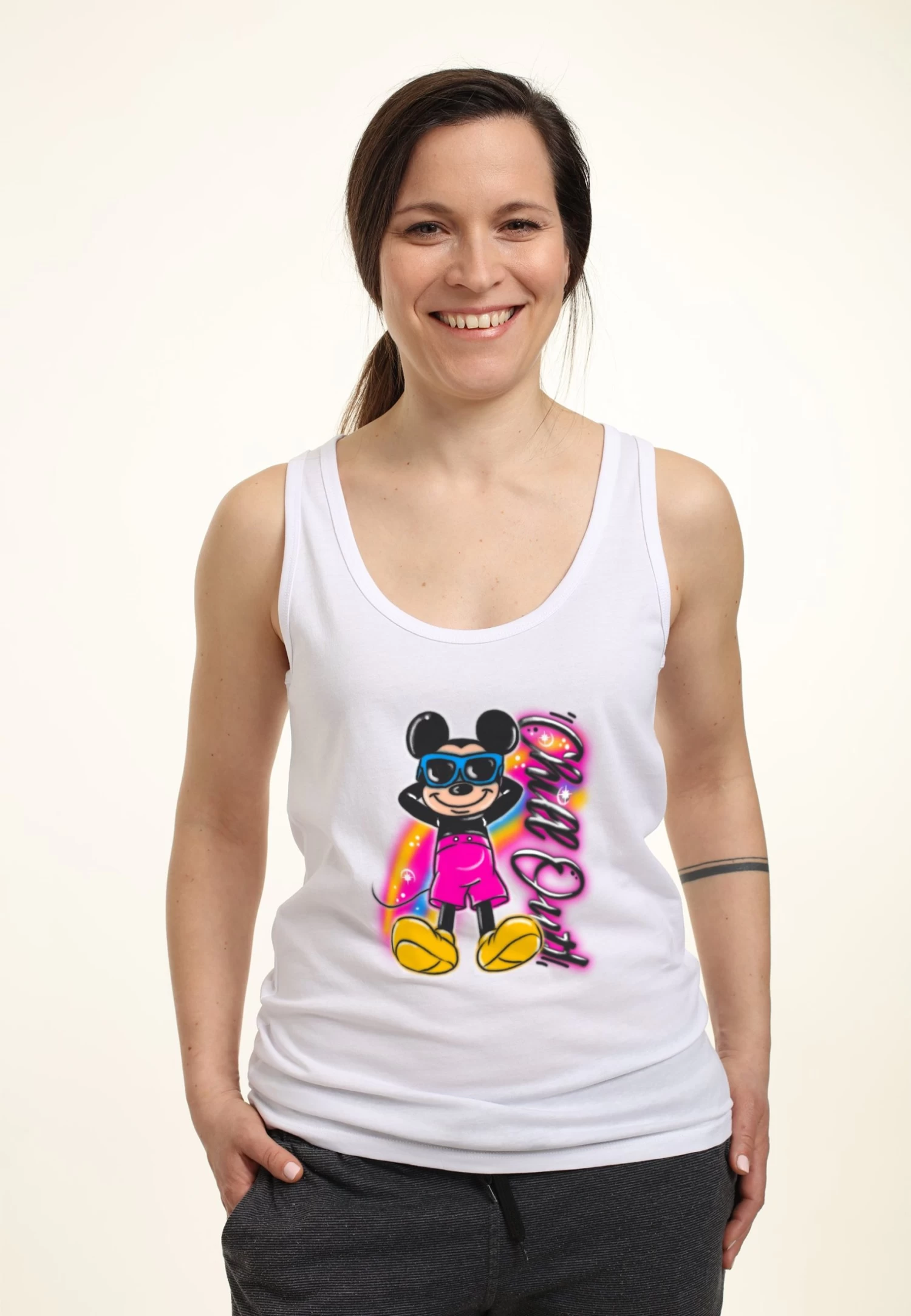 Mickey Mouse And Friends Disney Classic Airbrushed- Top - White - Afbeelding 3