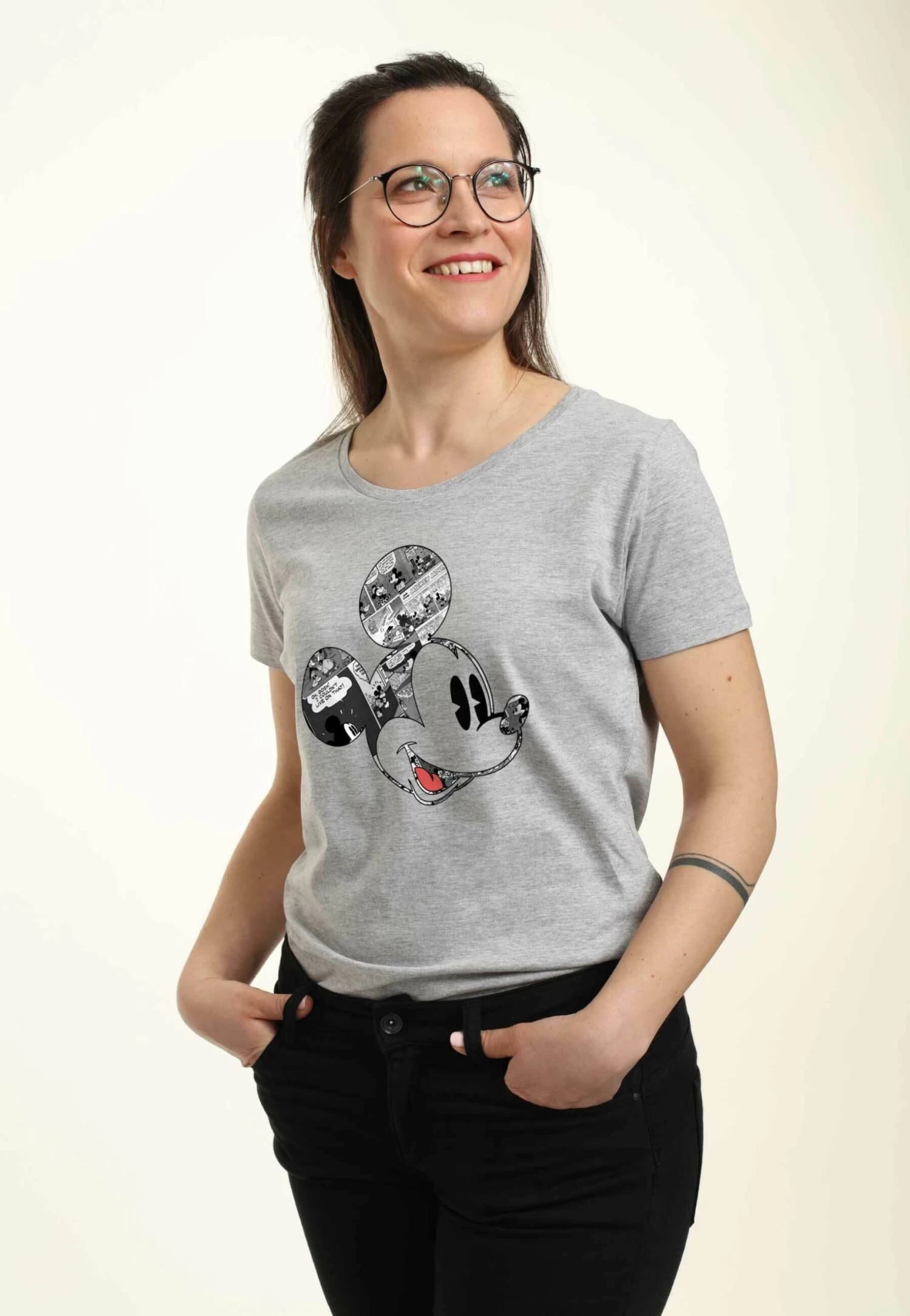 Disney Classic Mickey Comic Mouse - T-Shirt Print - Heather Grey - Afbeelding 4