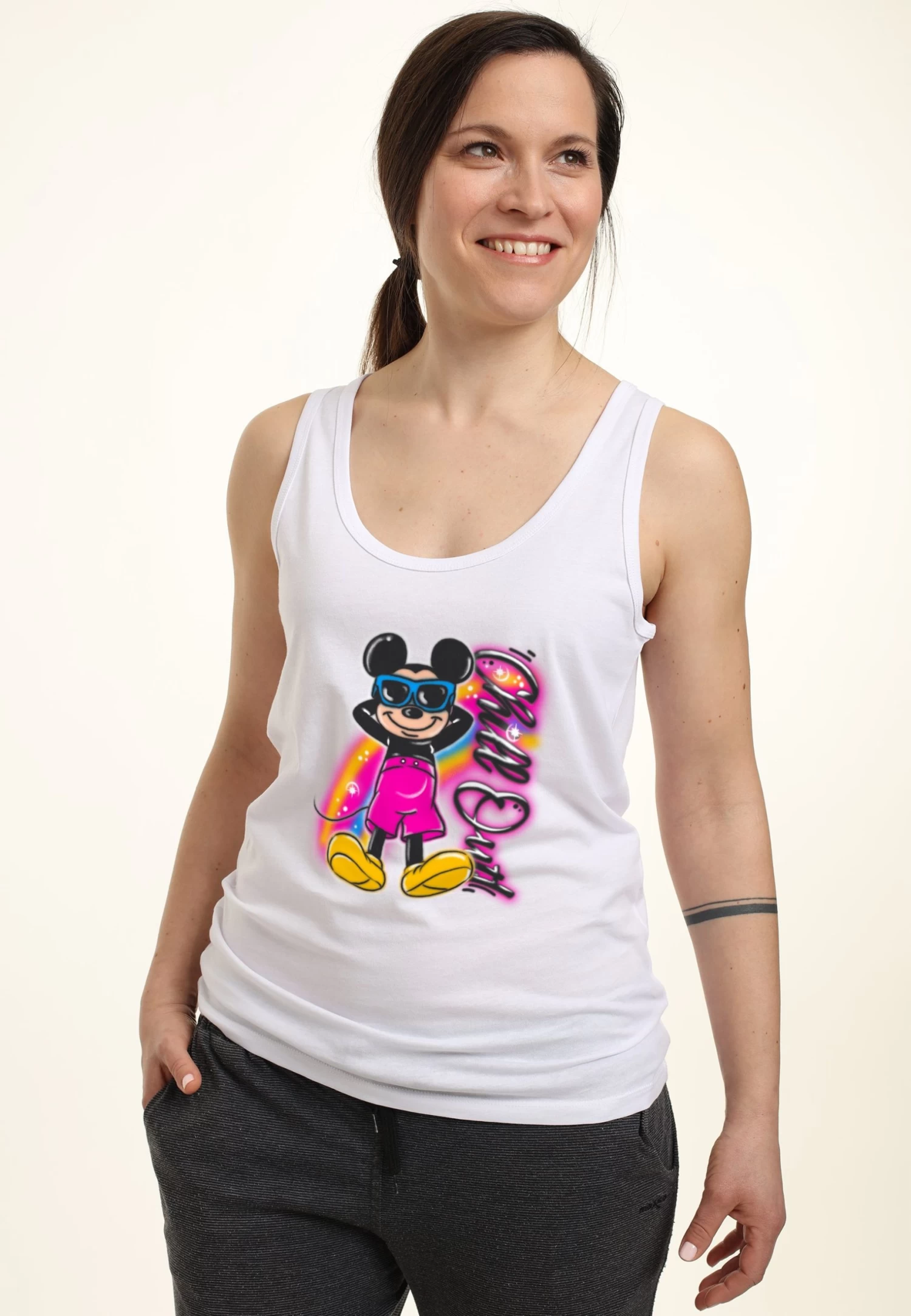 Mickey Mouse And Friends Disney Classic Airbrushed- Top - White - Afbeelding 4