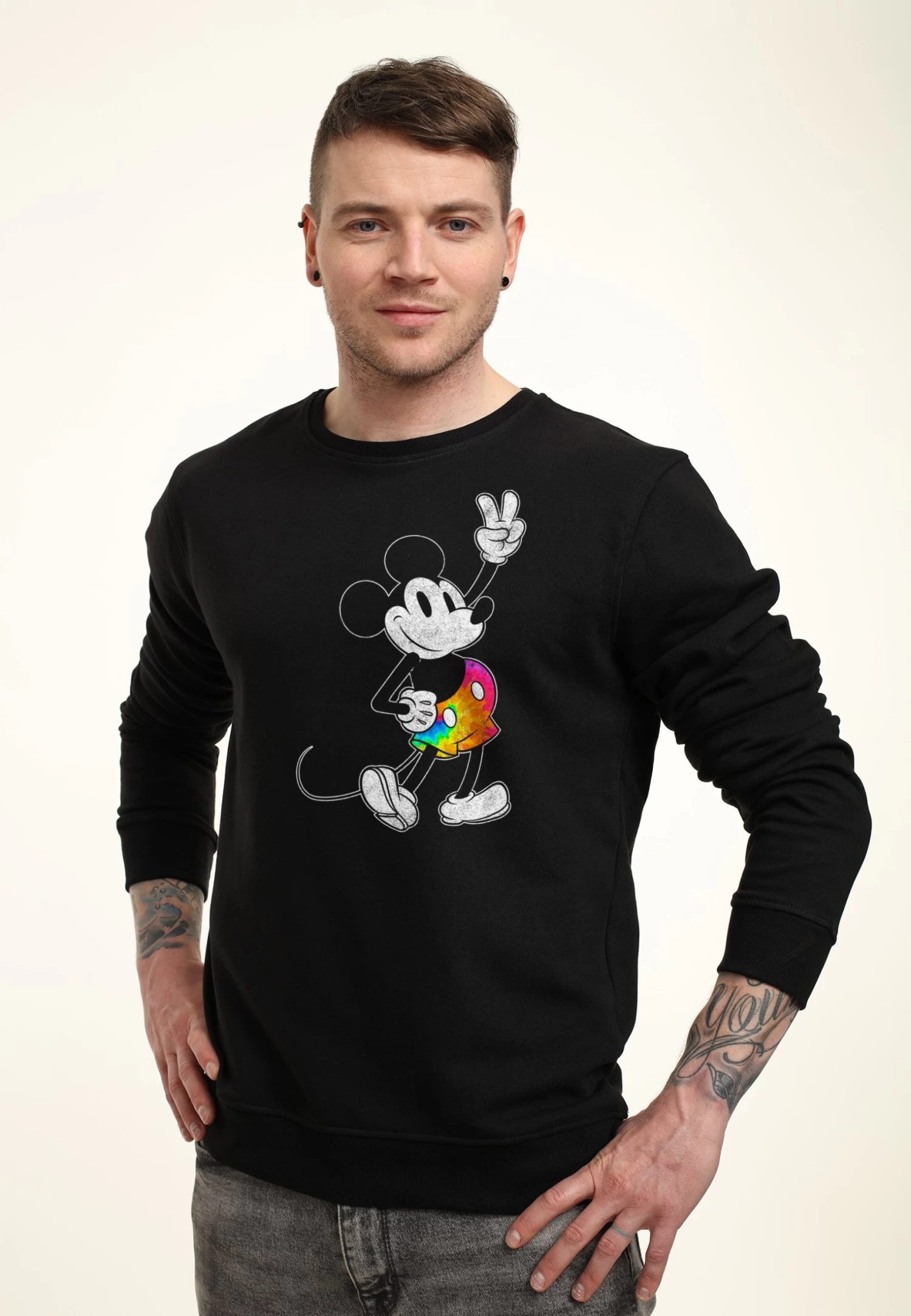Disney Mickey Classic Tie Dye Mickey Stroked - Sweater - Black - Afbeelding 3