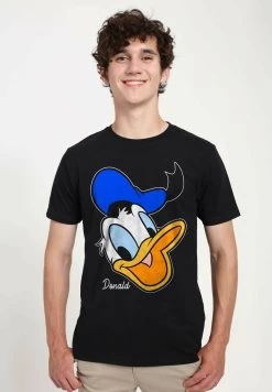 Disney Classic Mickey Donald Big Face Unisex - T-Shirt Print - Black