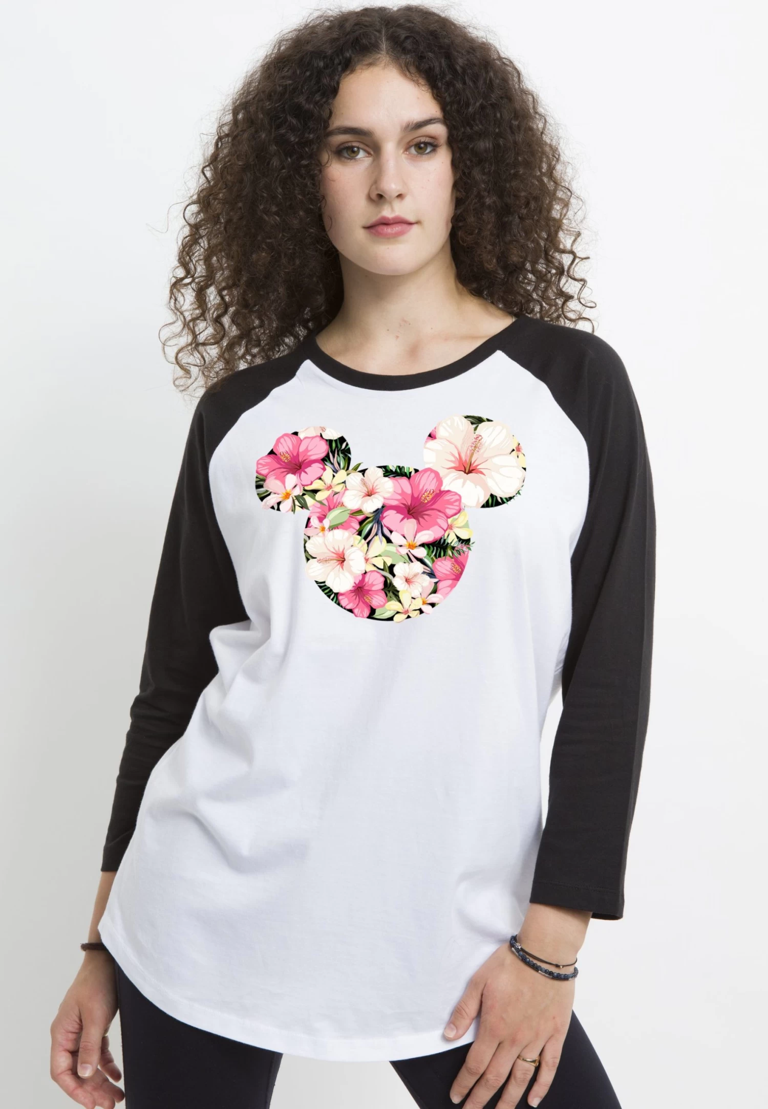 Disney Classic Mickey Tropical Mouse - Longsleeve - White Black