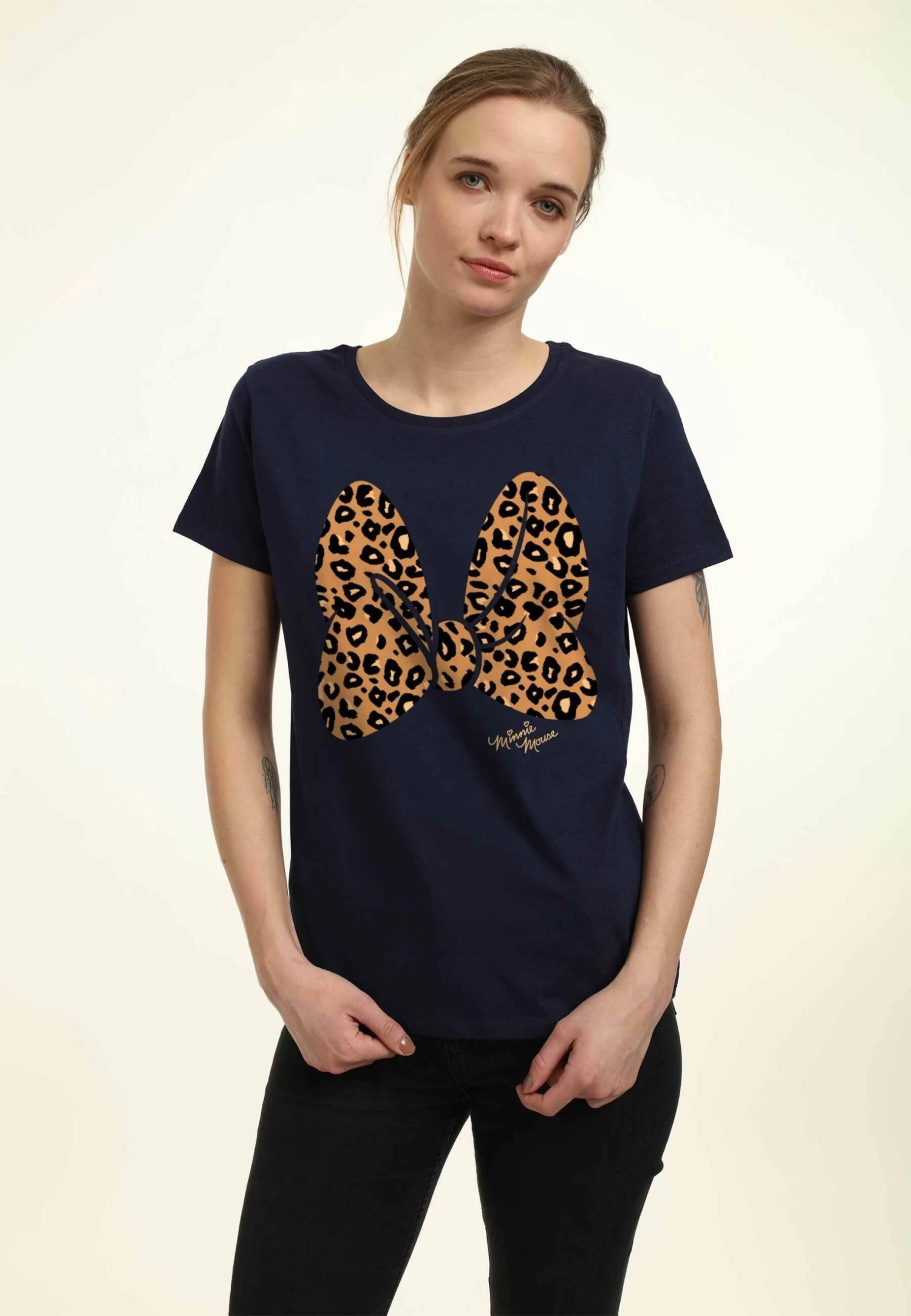 Disney Mickey Classic Animal Print Bow - T-Shirt Print - Navy Blue - Afbeelding 4