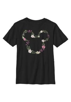 Disney Mickey Classic Floral Mickey - T-Shirt Print - Black