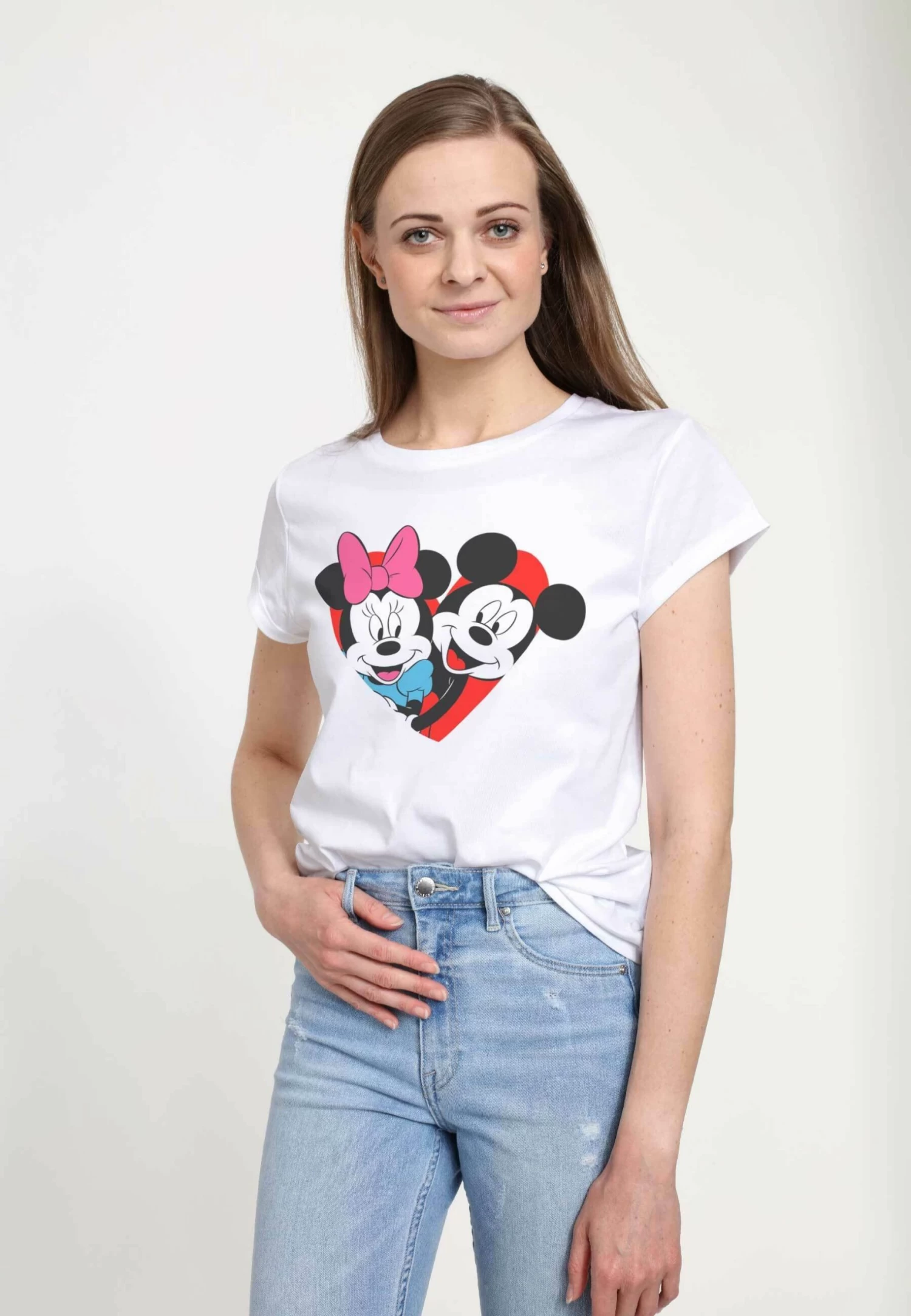 Disney Mickey Mouse Mickey Minnie Heart - T-Shirt Print - White - Afbeelding 4