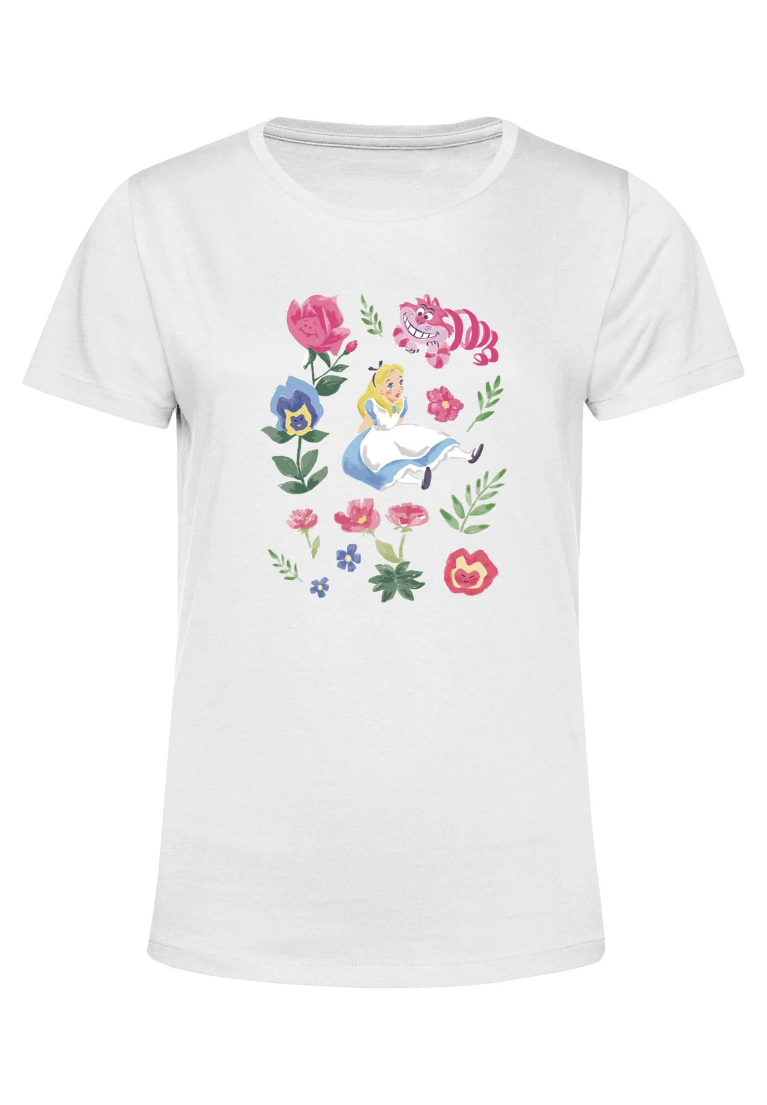 Disney Alice In Wonderland Alice Friends Flowers - T-Shirt Print - White - Afbeelding 5